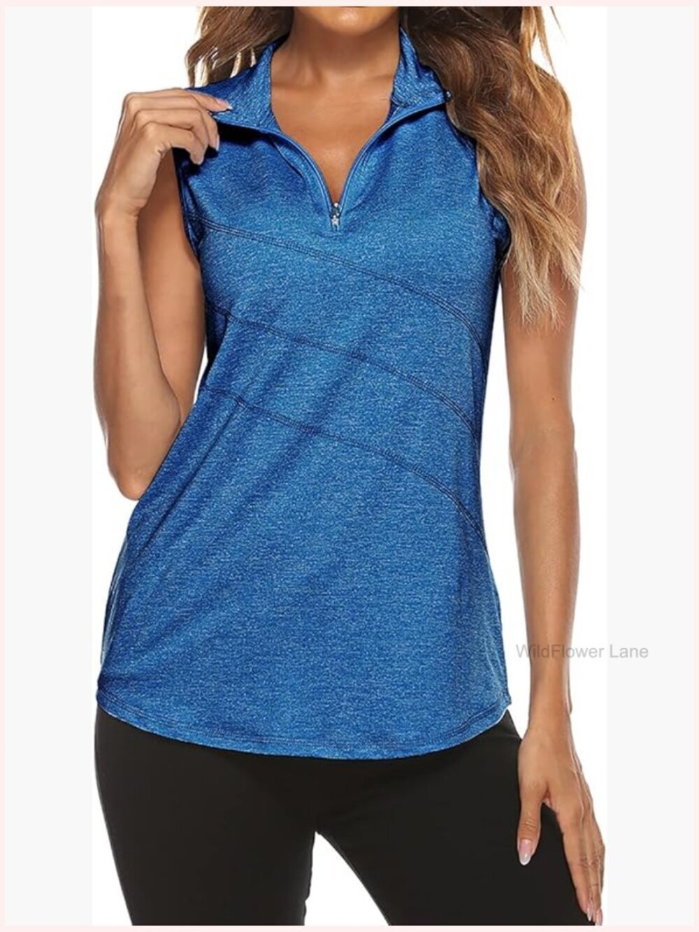 Sleeveless Quarter Zip Golf Polo Tank Top UPF 50 Moisture Wicking